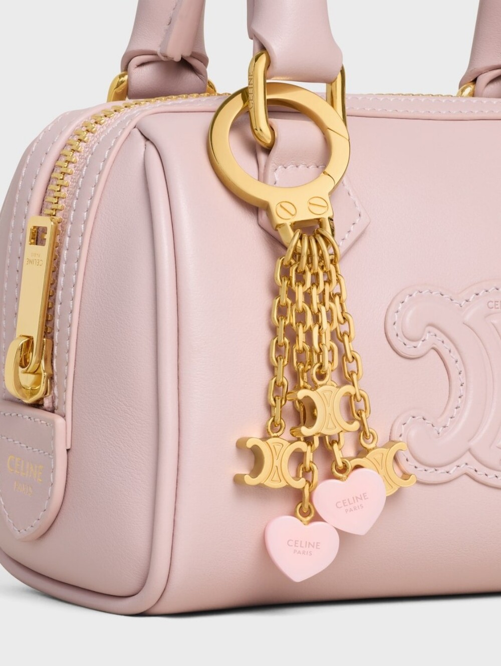 Like NEW! RARE!!! CELINE Triomphe Heart Chain Charm Light Pink Comes W/ BOOKLET! - Picture 3 of 11